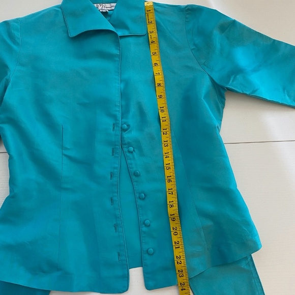 Marisa Baratelli 100% Thai Silk 3/4 Sleeve Button Down Jacket Blouse Size 8 - Picture 15 of 15